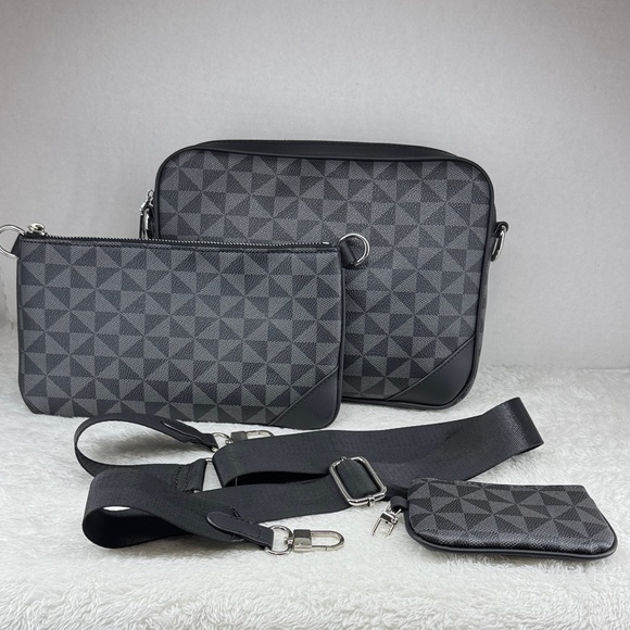 Black Geometric Patterned Bag Set - Picture 4 of 7